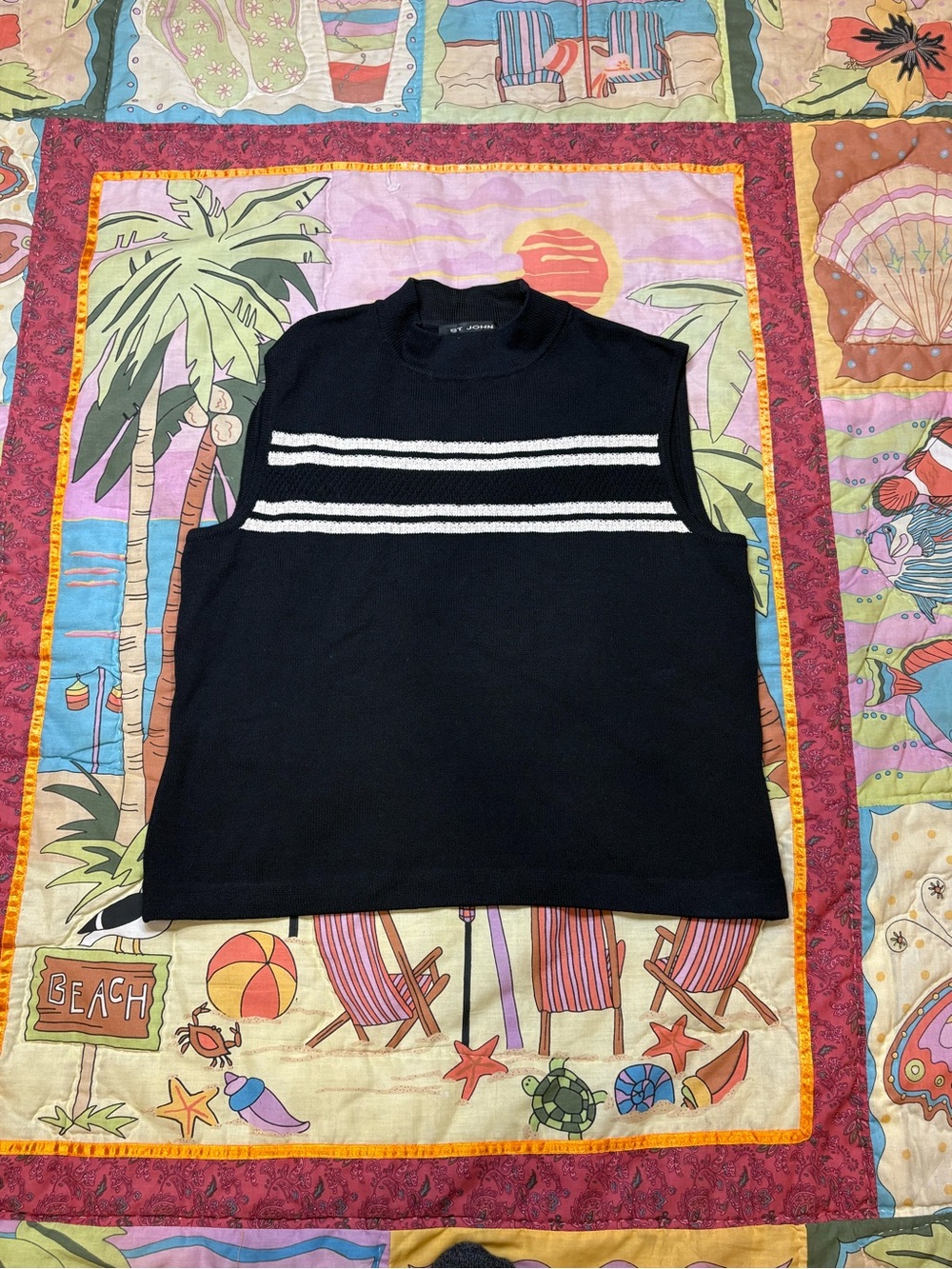 St John black Sleeveless Sweater Vest Womens Medium